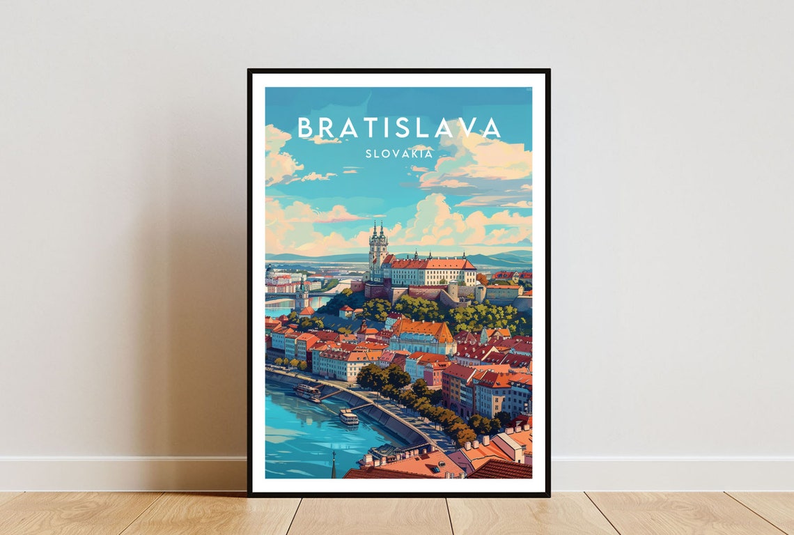 Bratislava Slovakia Castle Old Town Danube River Travel Poster