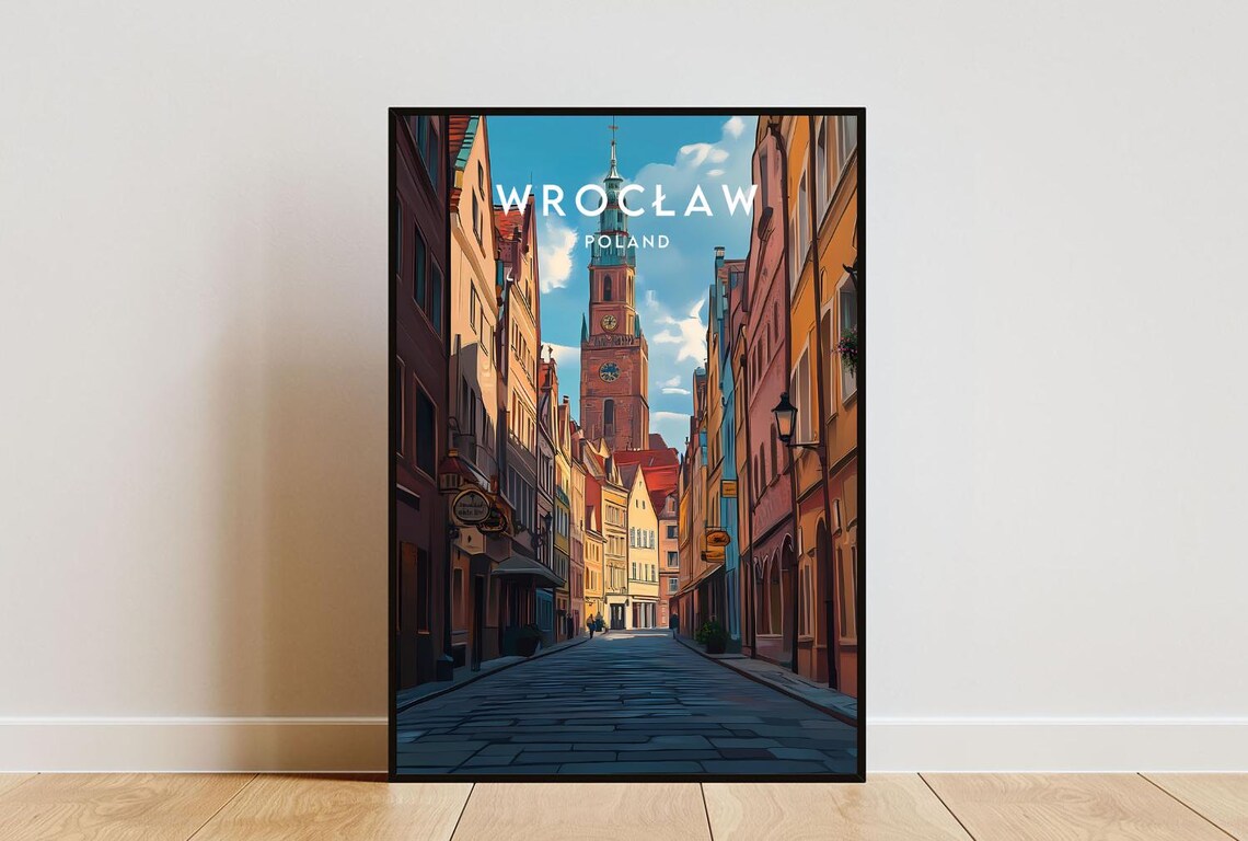 Wroclaw Travel Poster, Poland Europe Wall Art