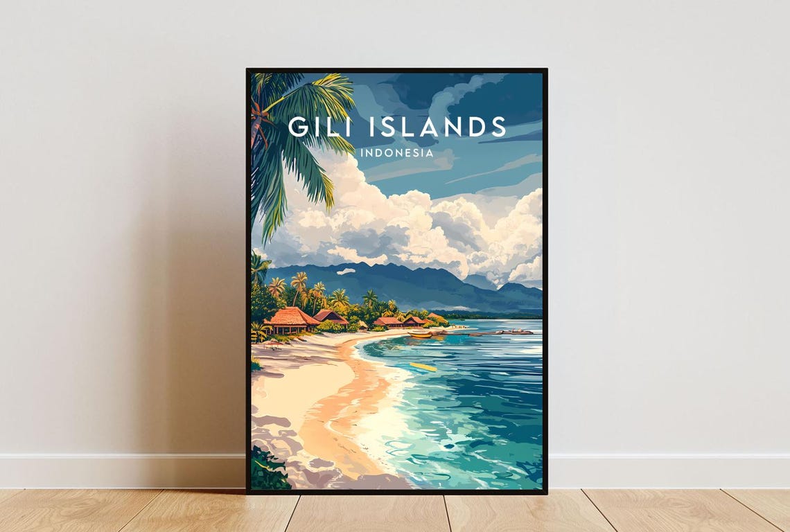 Gili Islands Travel Print Indonesia Gili Islands Poster Indonesia Poster Travel Wall Art Indonesia Print Gili Islands Gili T Poster