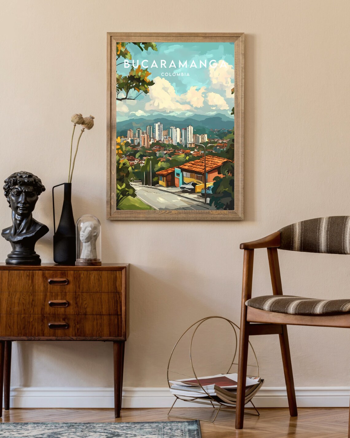 Bucaramanga Colombia Mountain Cityscape Vintage Travel Poster - Image 2