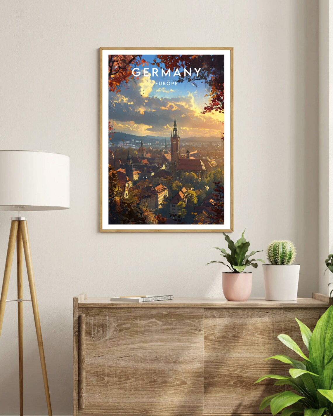 Germany Europe Old Town Sunset Church Towers Autumn Travel Poster - Image 3