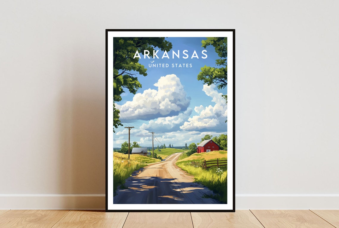 Arkansas Travel Print United States Arkansas Poster America Poster Travel Wall Art America Print America Arkansas Wall Art Usa Art