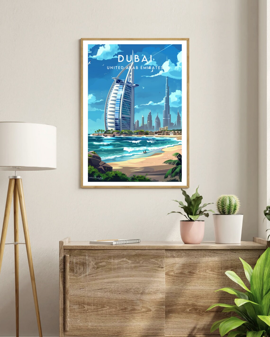 Dubai Burj Al Arab Beach Skyline UAE Coast Lights Travel Poster - Image 3