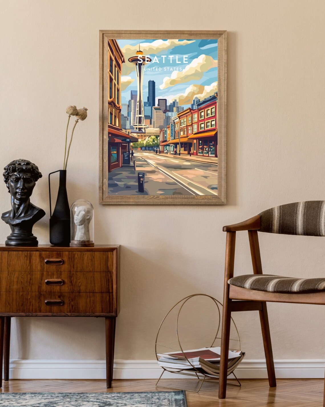 Seattle Washington Space Needle Downtown Street Travel Art Poster - Image 2