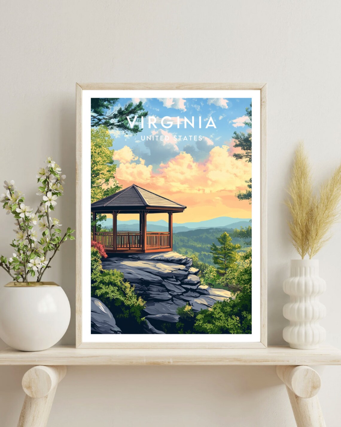 Virginia Mountain Sunset Gazebo Overlook Scenic View Travel Poster - Image 4