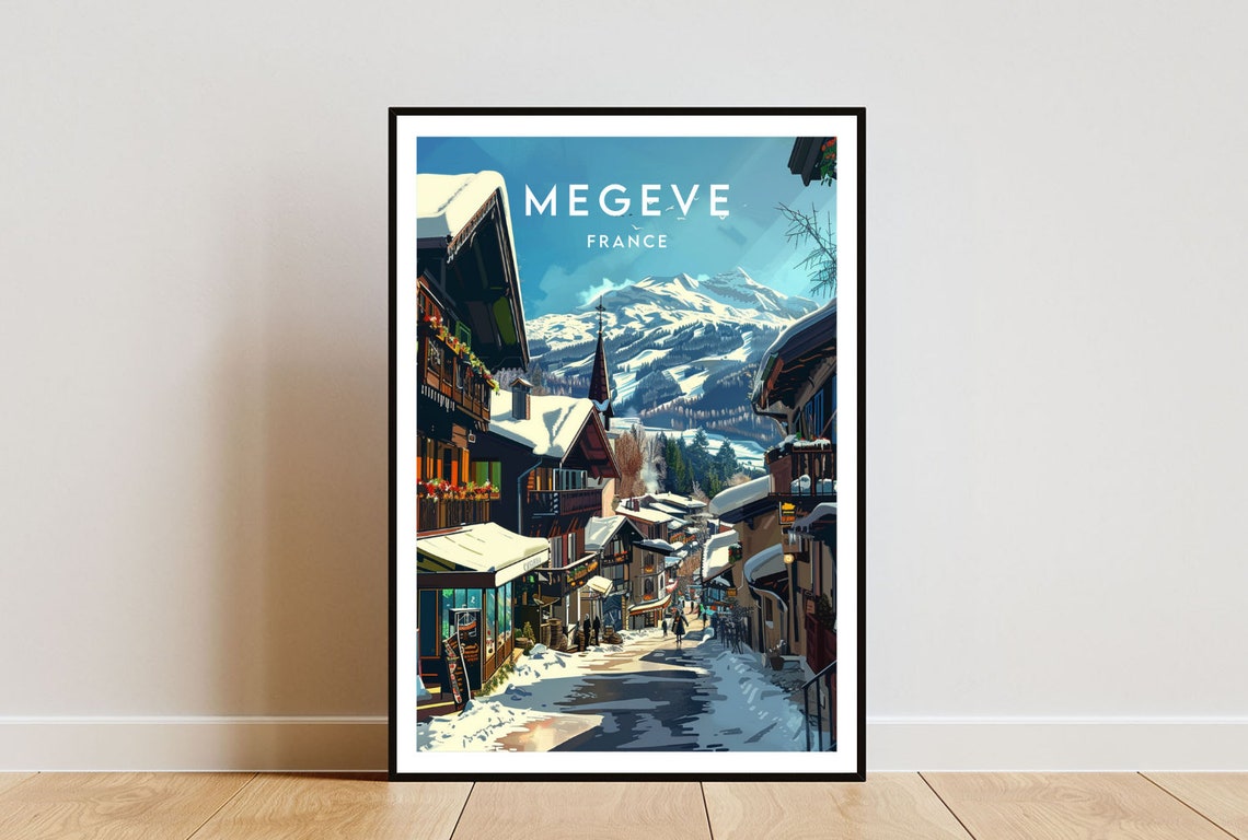 Megeve Travel Print France Megeve Poster France Poster Travel Wall Art France Print Poster France Europe Megeve Skiing Wall Art