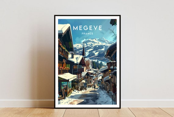 Megeve Travel Print France Megeve Poster France Poster Travel Wall Art France Print Poster France Europe Megeve Skiing Wall Art