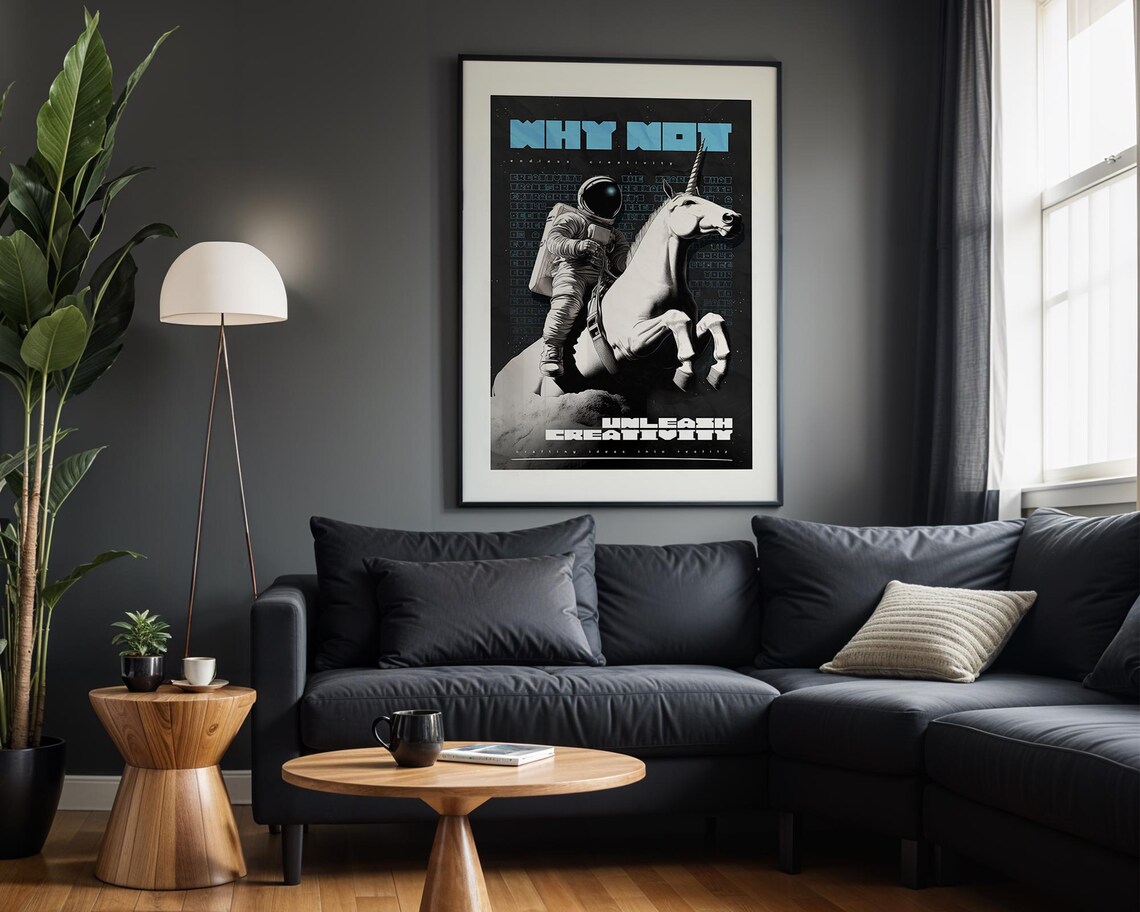 Astronaut Riding A Unicorn Inspirational Poster - Image 4