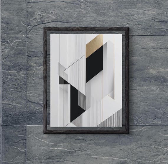 Abstract Wall Art Black And Gold Abstract Art Prints Geometrical Wall Art Office Decor Office Wall Art Minimalist Wall Art