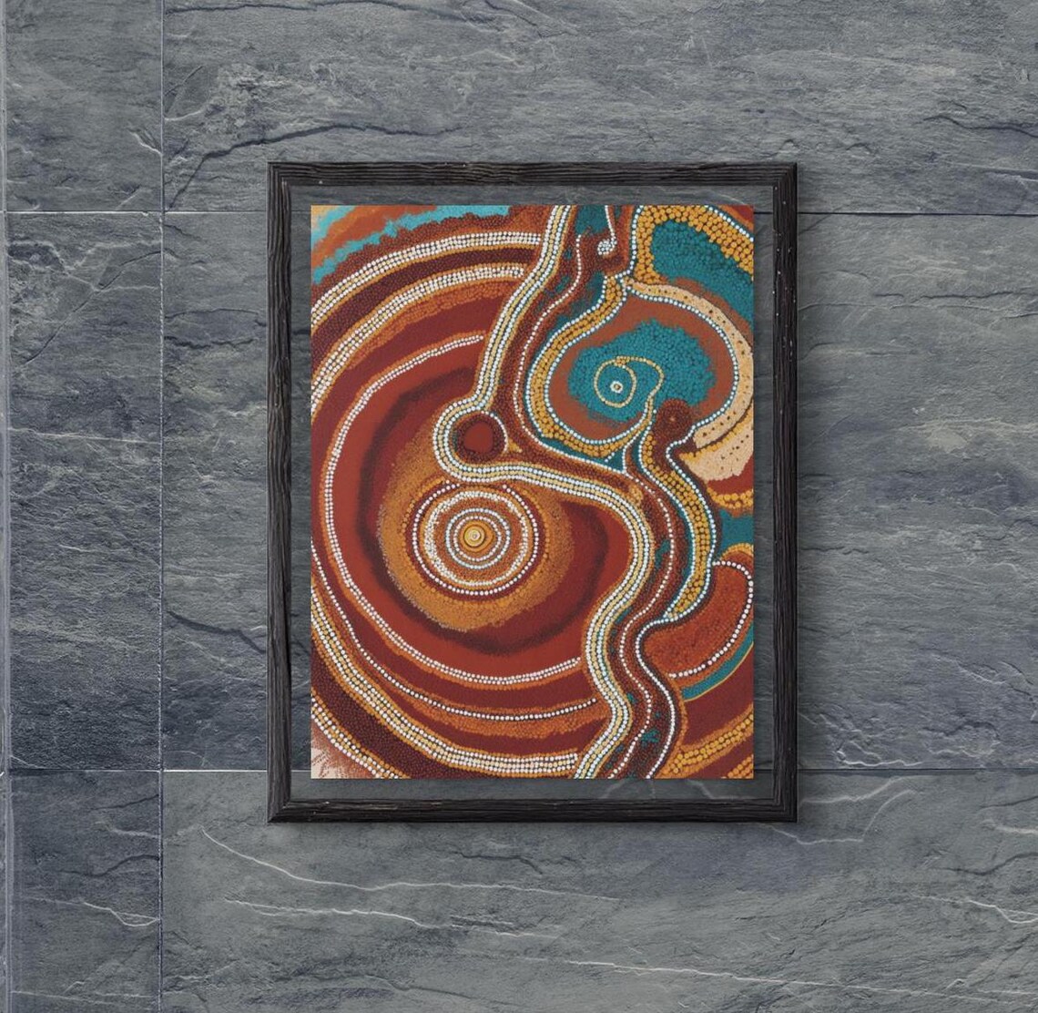 Aboriginal Dot Art Print, Australian Indigenous Decor