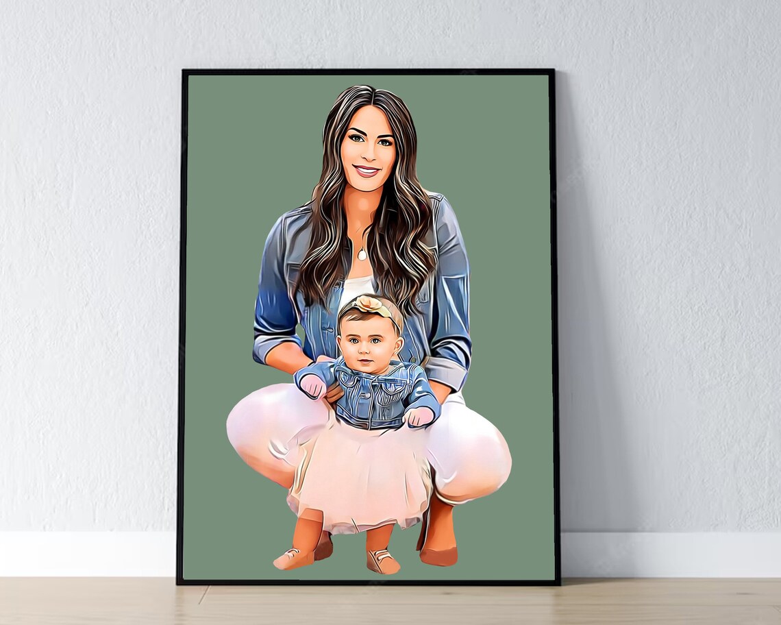 Young Mother and Baby Embrace Cartoon Pop Art Motherhood Poster - Image 6