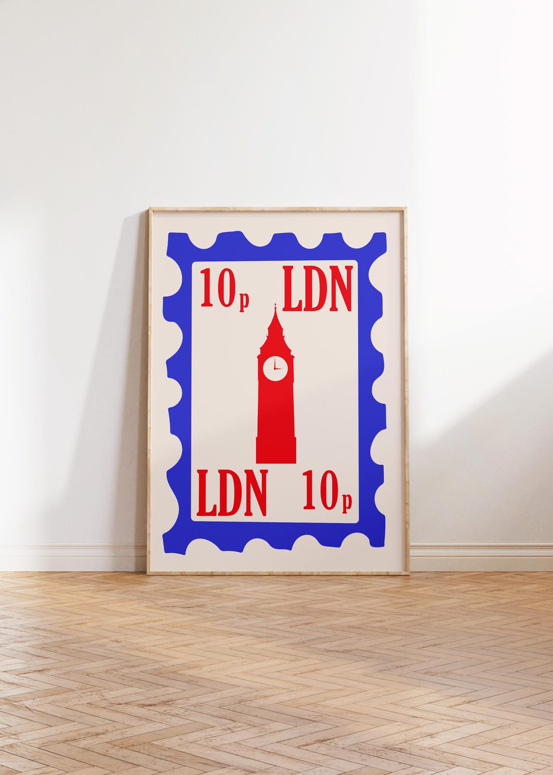 London Stamp Vintage Big Ben Retro Design Print Trendy Wall Art Illustration