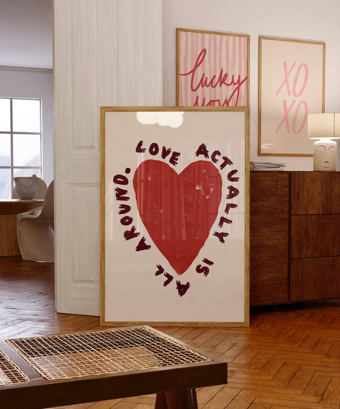 Love Actually Is All Around Red Heart Quote Trendy Wall Poster