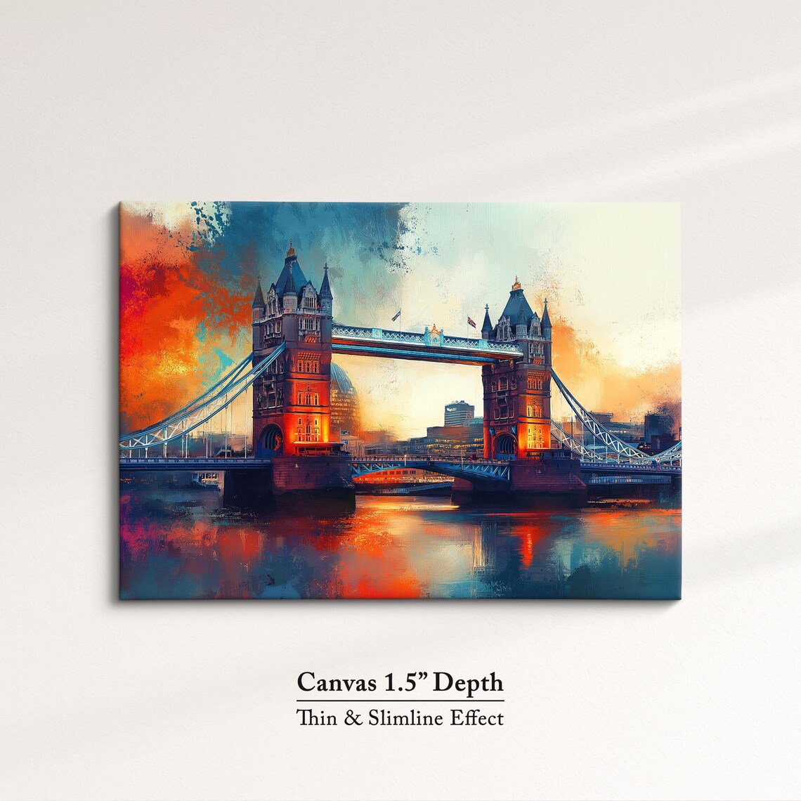 Tower Bridge London Sunset Watercolor Vibrant River Thames Art Poster - Image 3