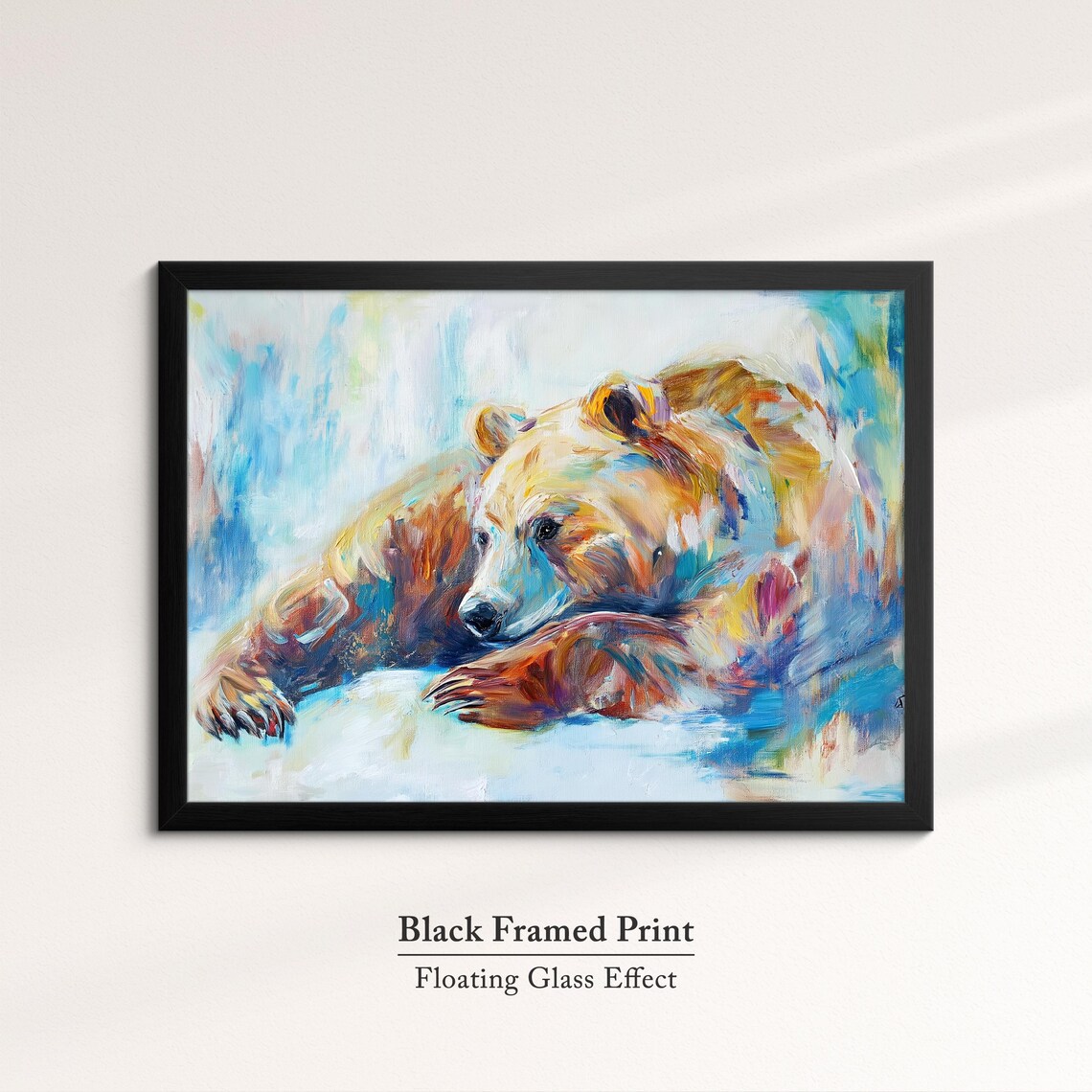 Brown Bear Resting Head Colorful Abstract Oil Painting Animal Wall Poster - Image 8