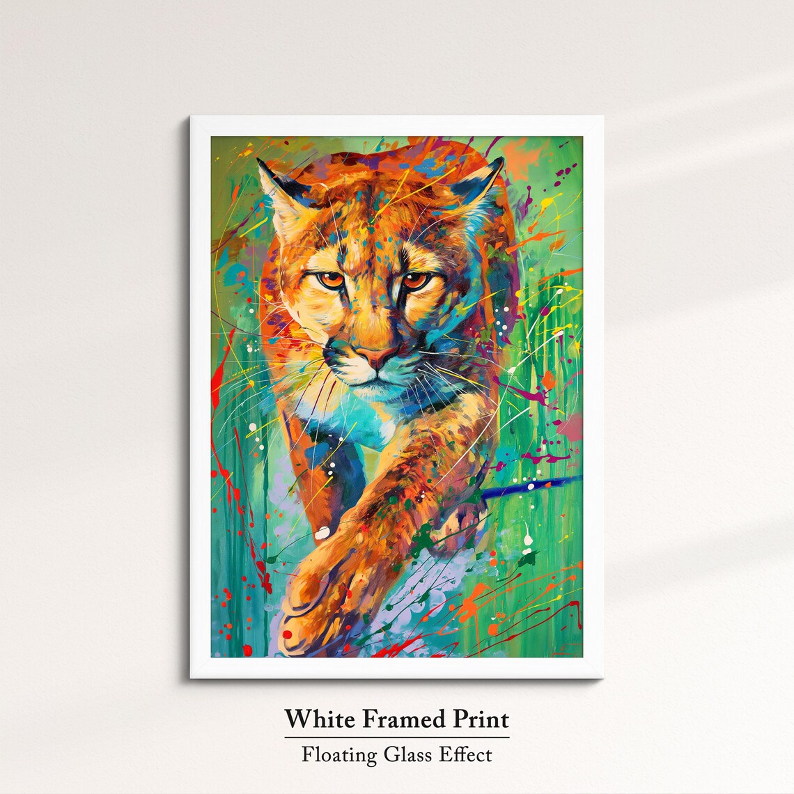 Prowling Lioness Vibrant Pop Art Painting Colorful Splatter Wildlife Wall Poster - Image 7