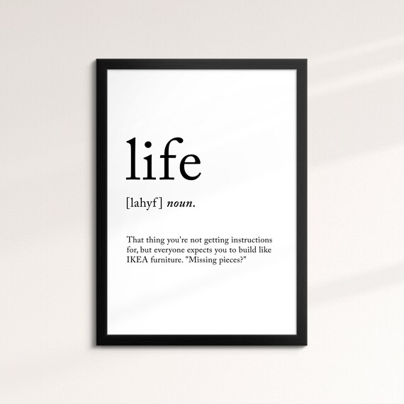 Life Minimalist Definition Quote Word Art Framed Print Framed Female Wall Art Lady Poster Feminine Home Decor Gifts For Her