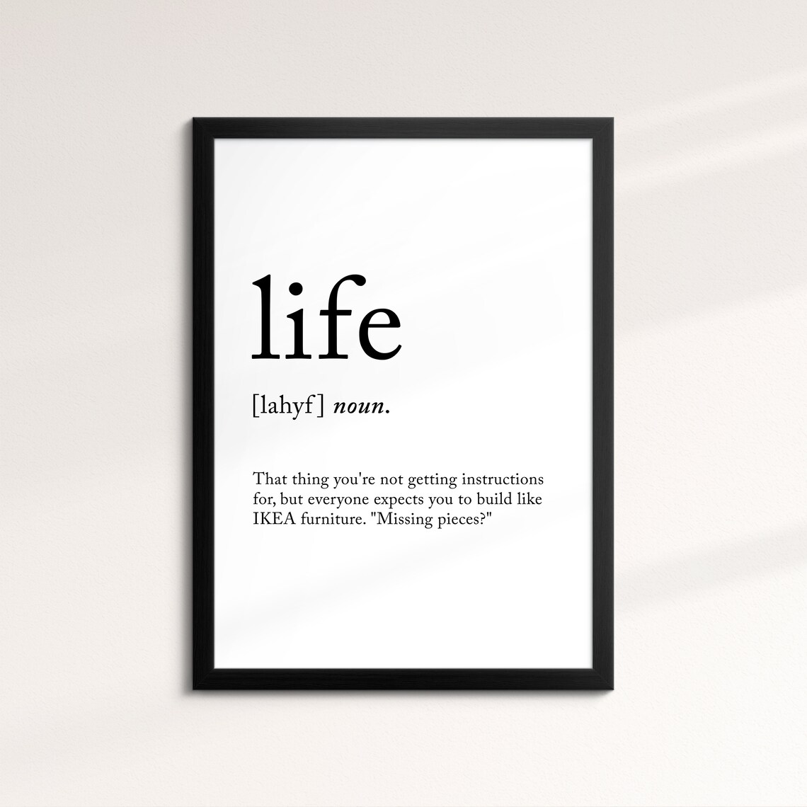Life Minimalist Definition Quote Word Art Framed Print Framed Female Wall Art Lady Poster Feminine Home Decor Gifts For Her