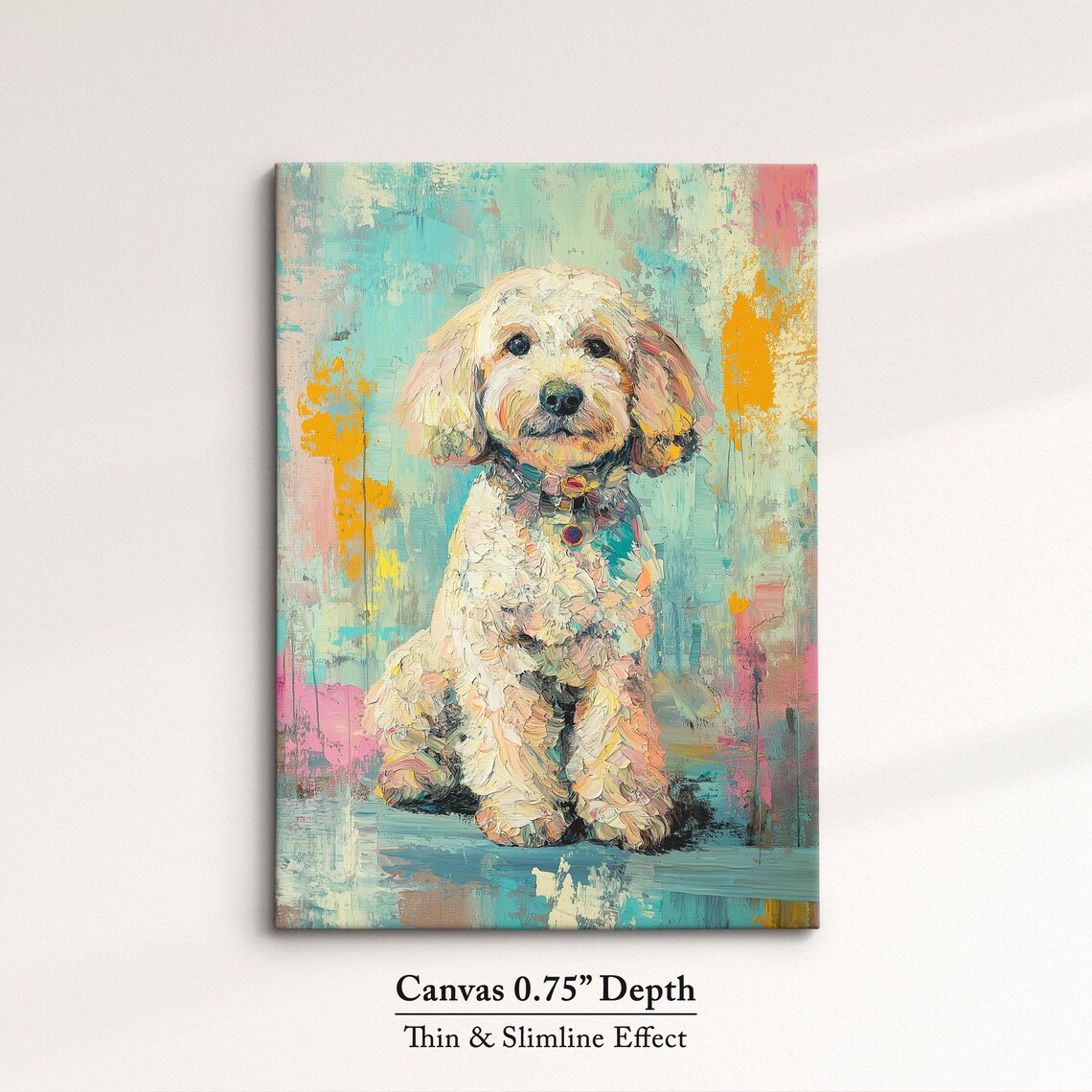 Cream Cockapoo Dog Portrait Pastel Oil Painting Cute Puppy Art Print - Image 4