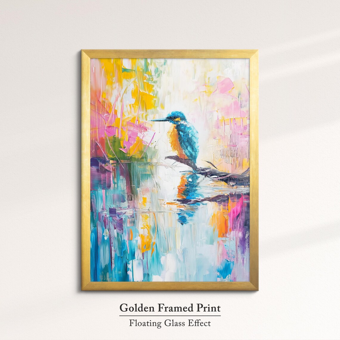Colorful Kingfisher Bird Abstract Watercolor Style Wildlife Wall Art - Image 5