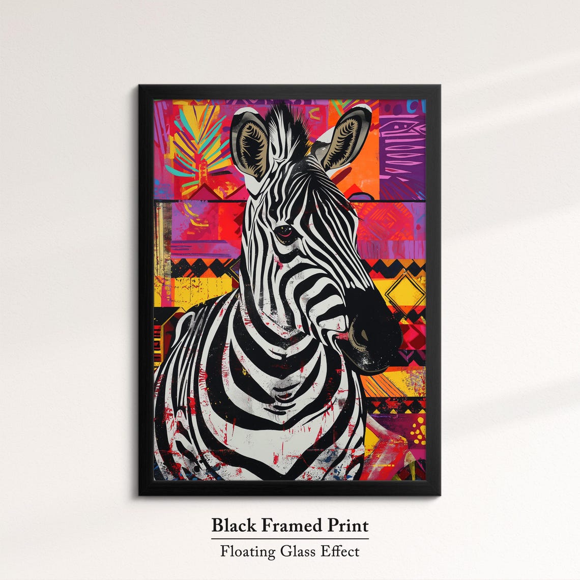 Zebra Black And White Pop Art Portrait Tribal Patchwork Canvas Poster - Image 8