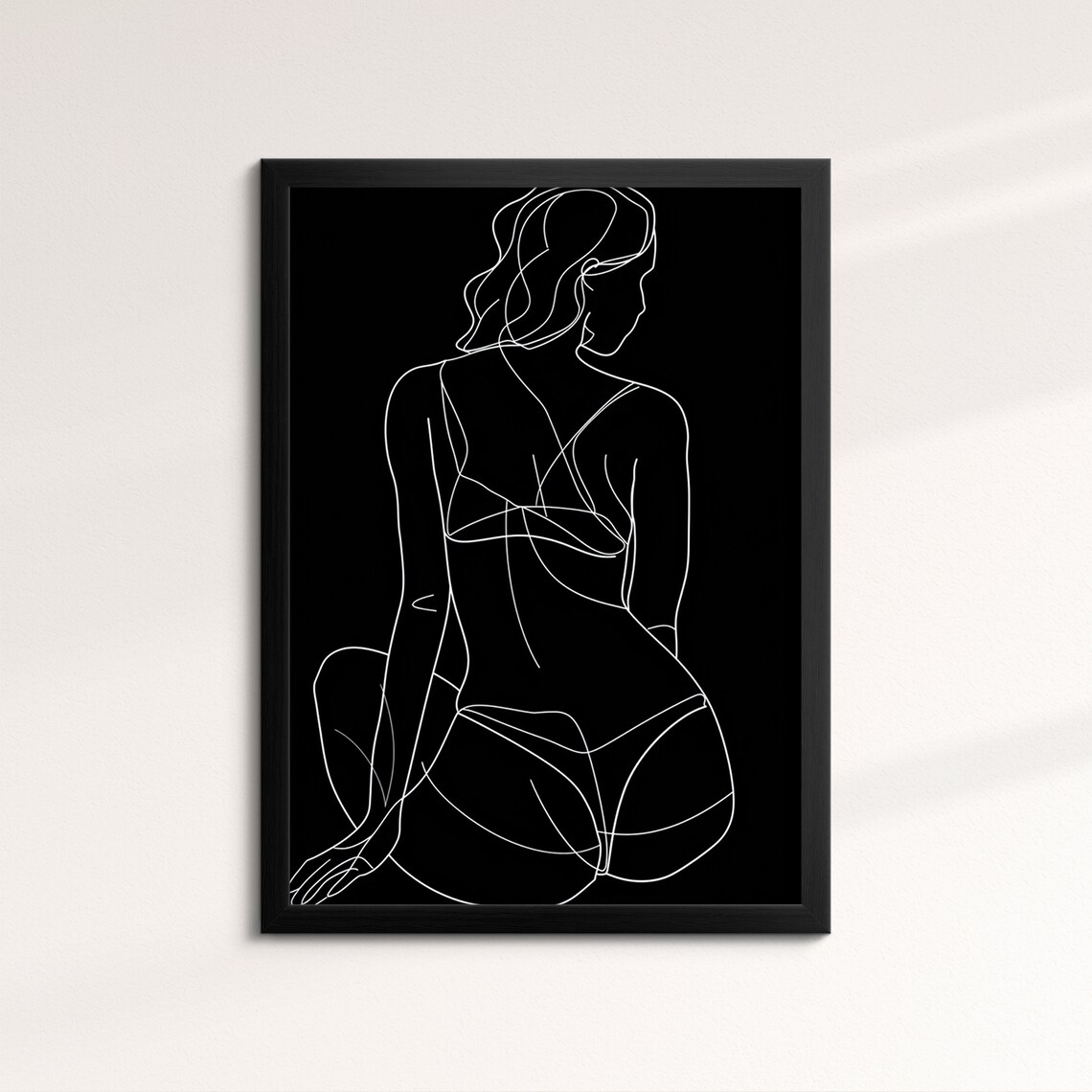 Minimalist Woman Line Art Drawing Elegant Female Body Black Wall Art Poster