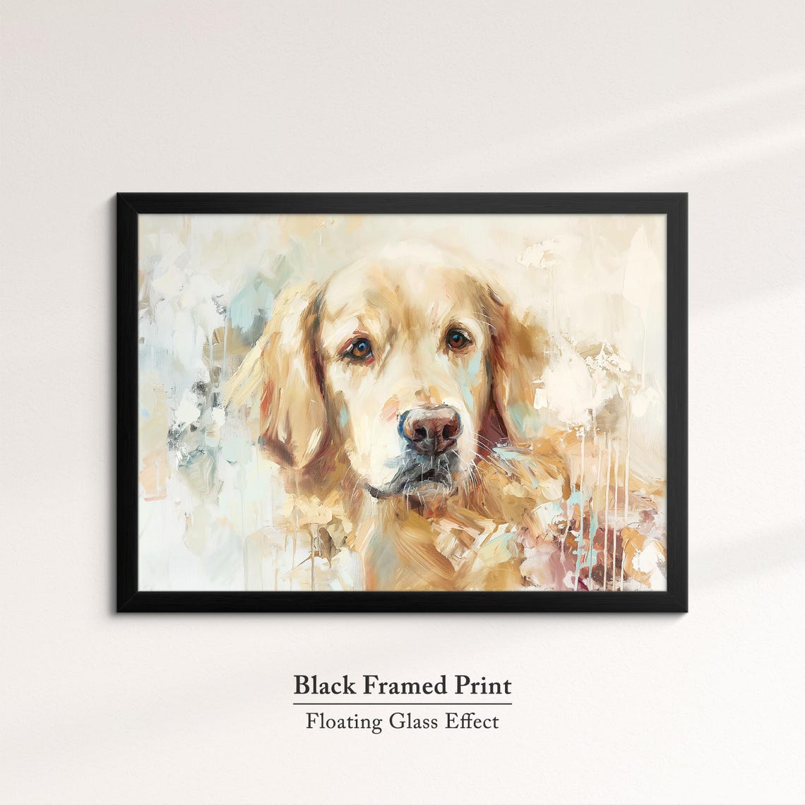 Golden Retriever Face Front Soft Neutral Abstract Oil Painting Poster - Image 8