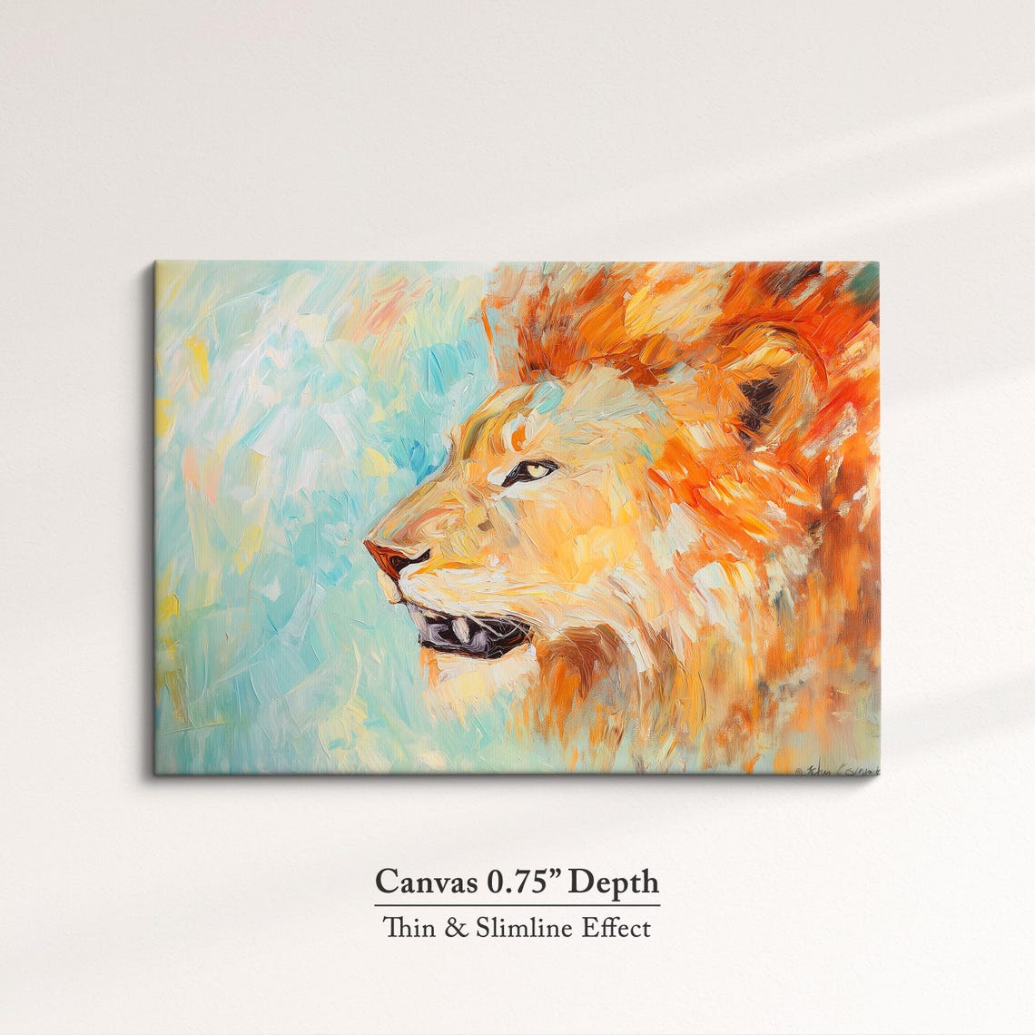 Lion Abstract Oil Painting Fiery Mane Roaring Profile Wildlife Poster - Image 4