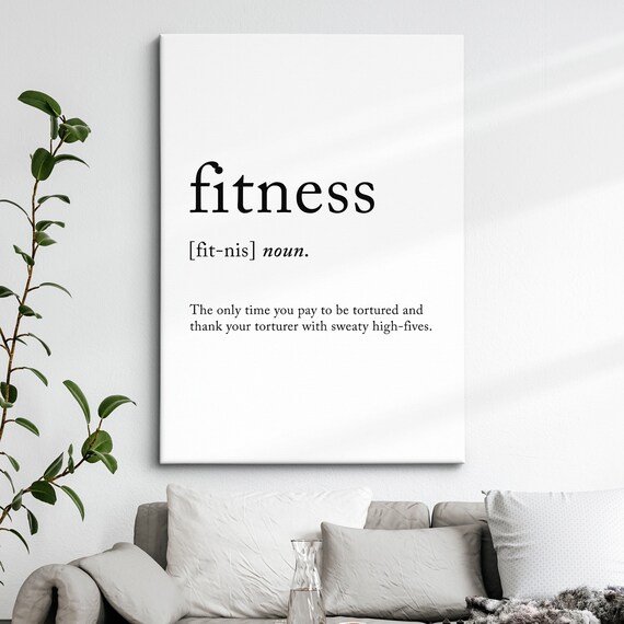 Fitness Funny Definition Dictionary Quote Minimalist Framed Print Framed Wall Art Poster Home Decor Interior Gift For Gym Lover
