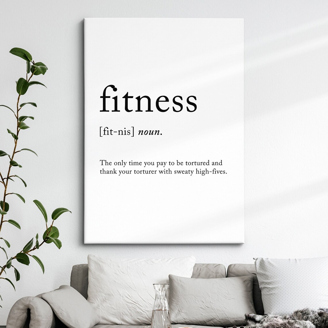 Fitness Funny Definition Dictionary Quote Minimalist Framed Print Framed Wall Art Poster Home Decor Interior Gift For Gym Lover