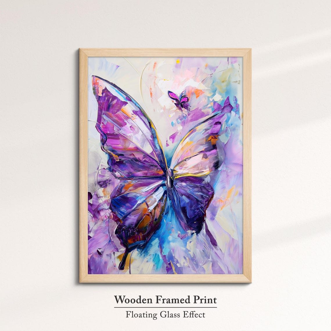 Large Purple Butterfly Pair Delicate Pastel Abstract Wall Art - Image 6