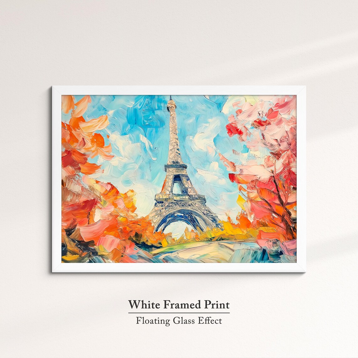 Eiffel Tower Paris Vibrant Autumn Foliage Oil Painting Travel Poster - Image 7