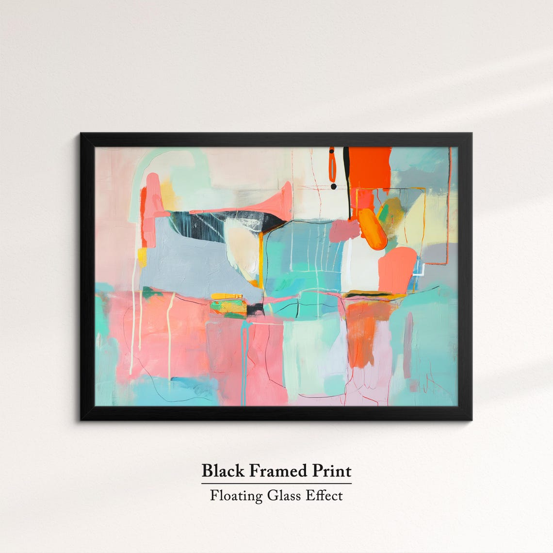 Pastel Abstract Geometric Blocks Pink Blue Minimalist Modern Art Print - Image 8