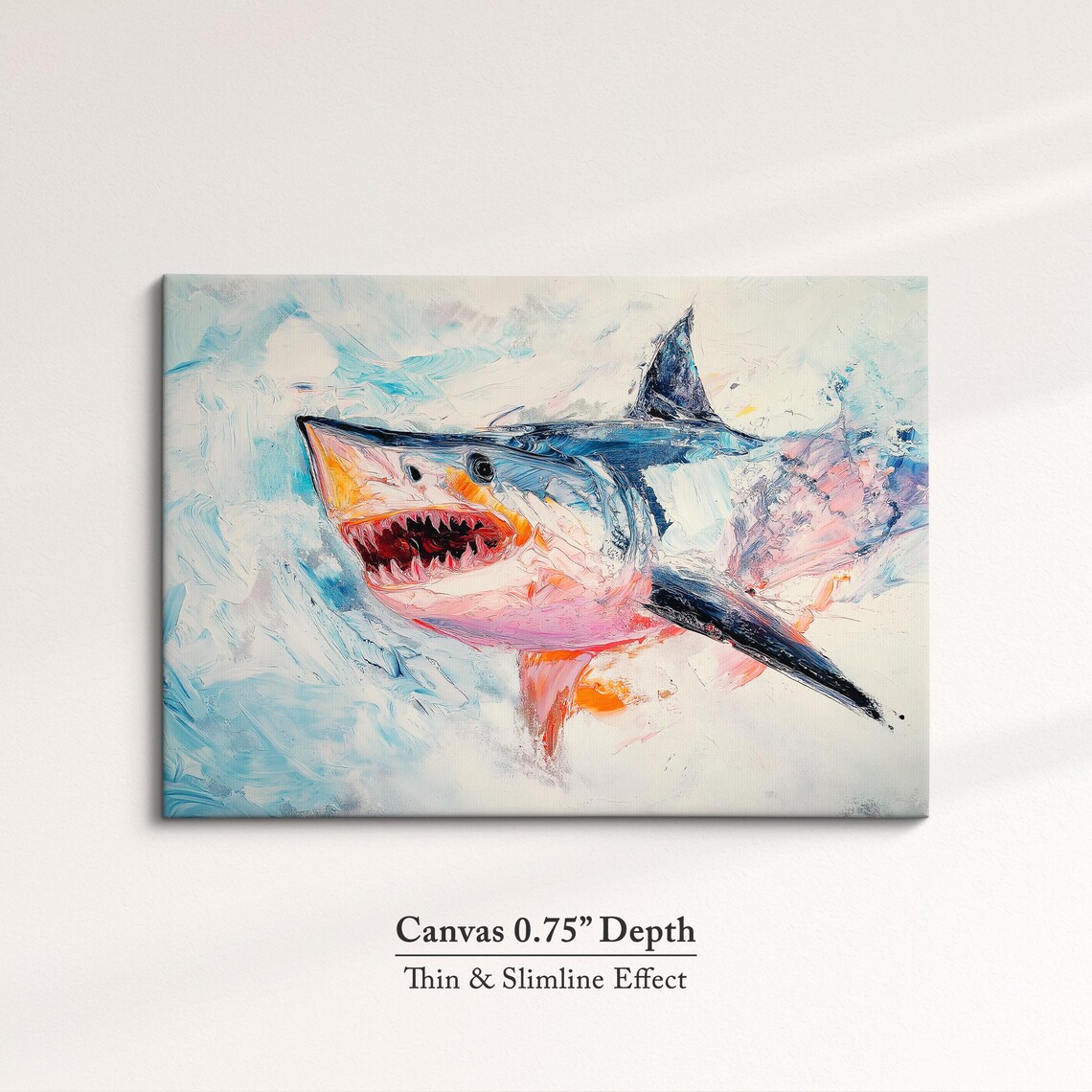 Great White Shark Jaws Abstract Oil Painting Bold Ocean Wall Art Poster - Image 4