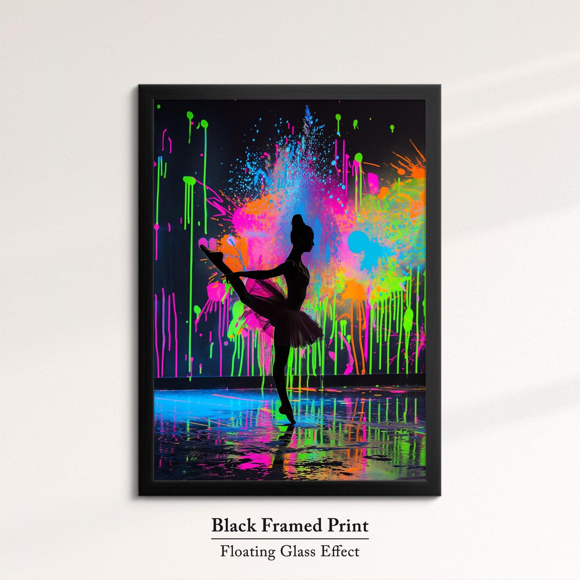 Vibrant Ballerina Art Neon Dance Painting Colorful Ballet Wall Decor Modern Dance Artwork Splatter Paint Style Artistic Decor - Image 8