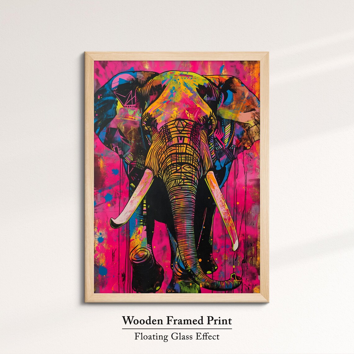 Colorful Elephant Pop Art Hot Pink Graffiti Street Style Wall Poster - Image 6