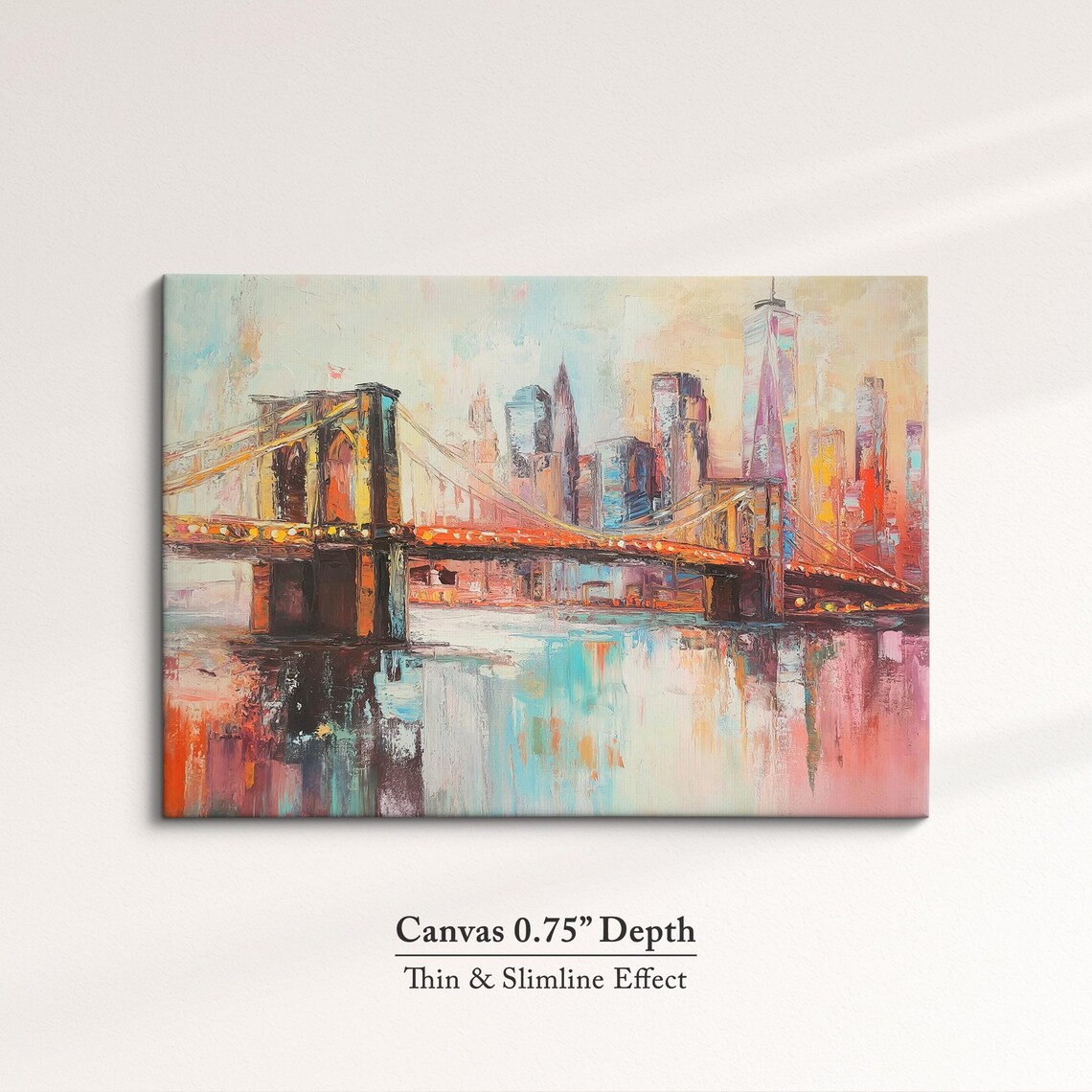 Brooklyn Bridge New York Night Lights Colorful Reflection Art Poster - Image 4