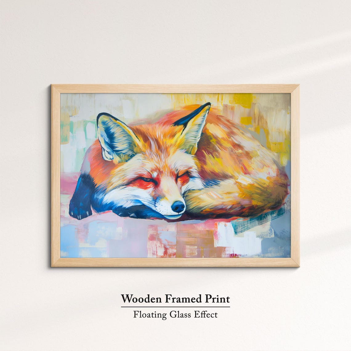 Sleeping Fox Colorful Abstract Oil Painting Vibrant Wildlife Poster - Image 6