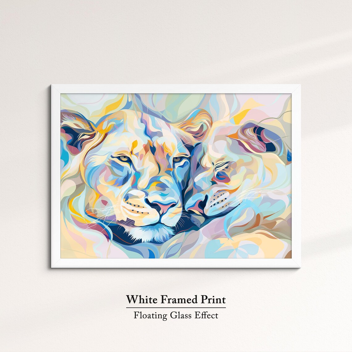 Pastel Lions Abstract Oil Painting Colorful Big Cats Face Animal Wall Art Poster - Image 7