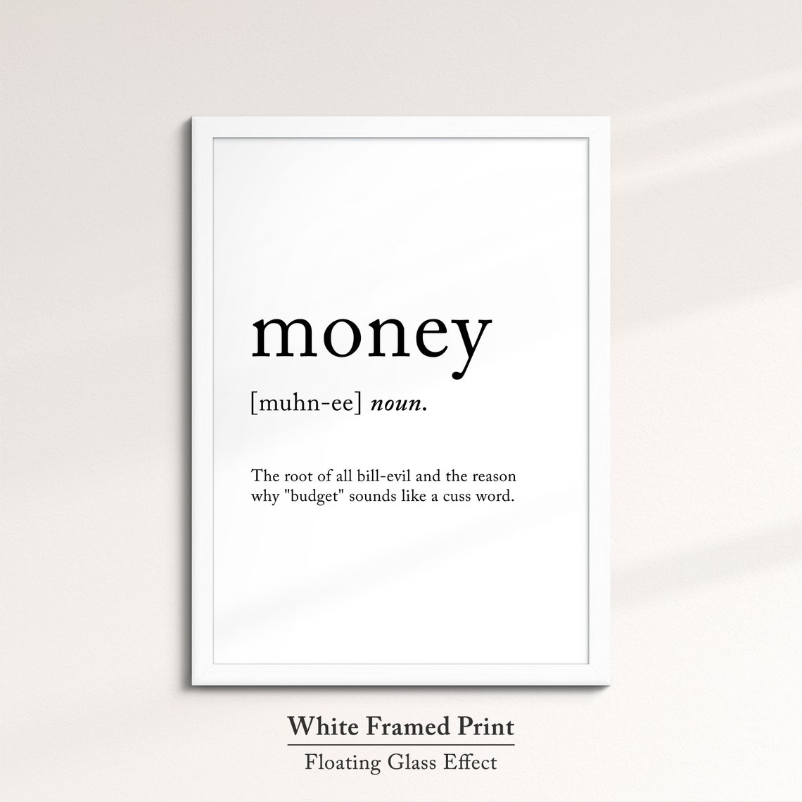 Money Dictionary Definition Funny Budget Quote Minimalist Wall Poster - Image 7