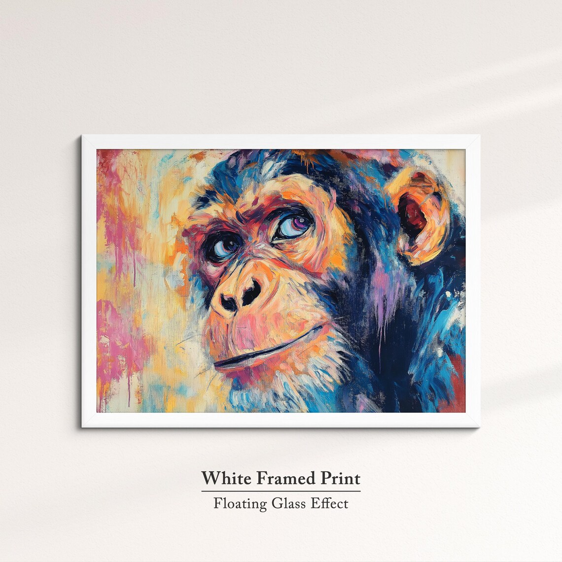 Chimpanzee Abstract Oil Painting Vibrant Primate Face Portrait Poster - Image 7
