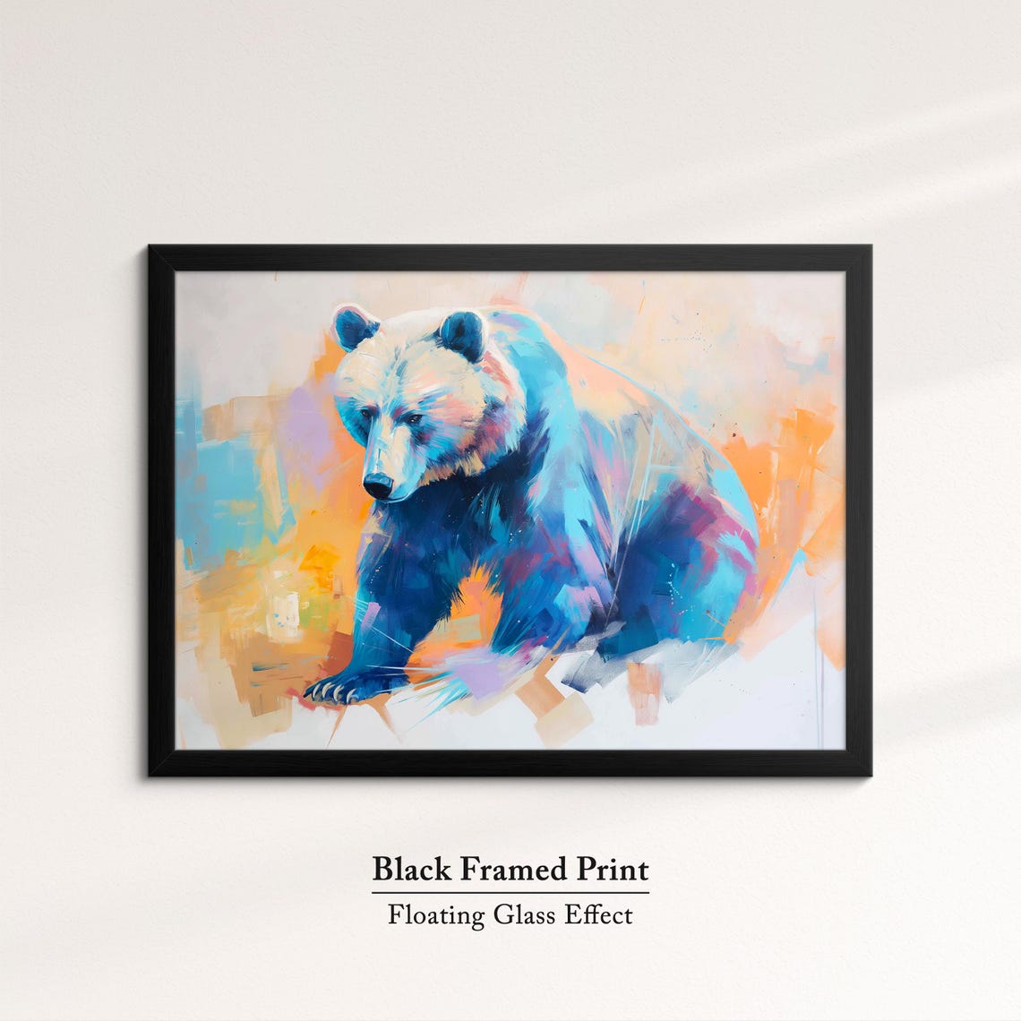 Bear Colorful Blue Orange Pastel Abstract Wildlife Painting Poster - Image 8