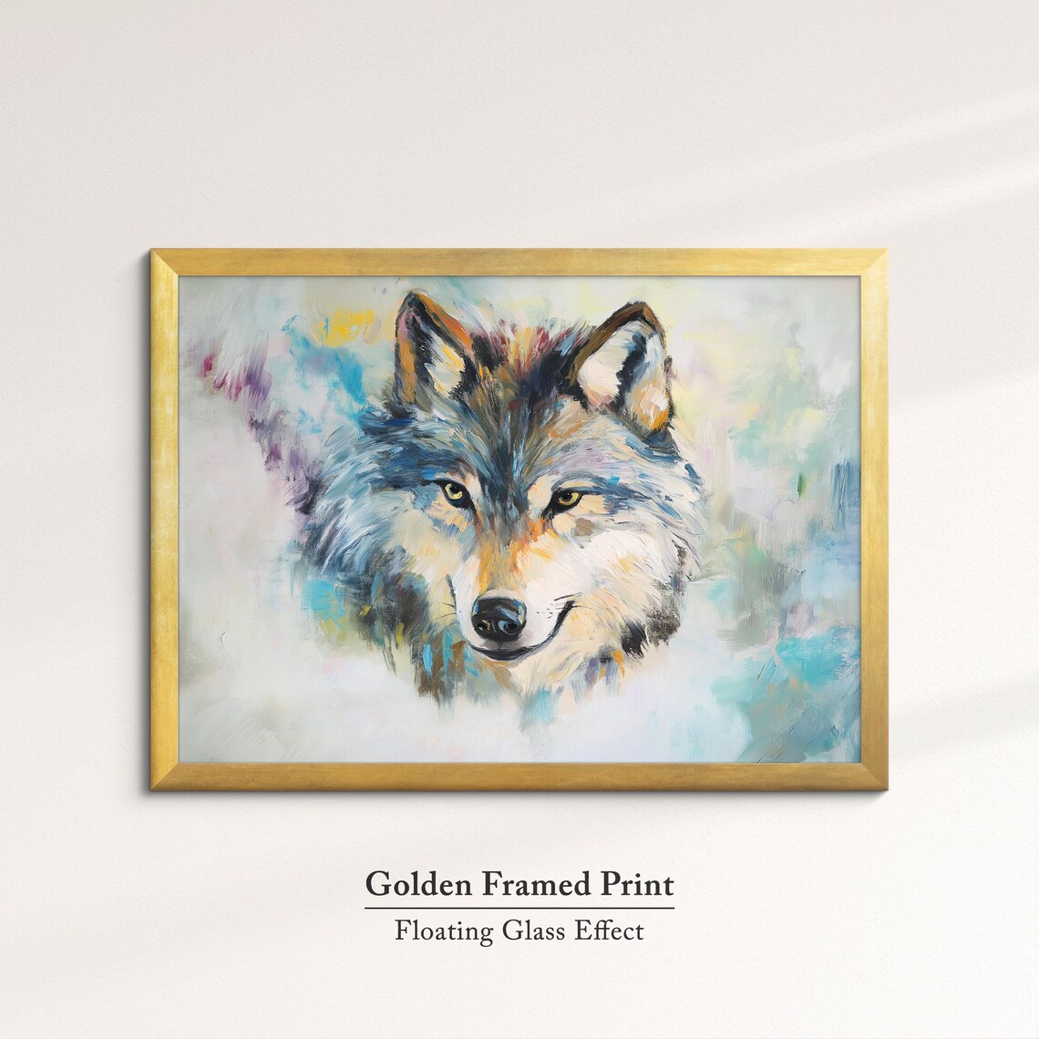 Wolf Abstract Oil Painting Pastel Portrait Grey Wildlife Wall Art Poster - Image 5