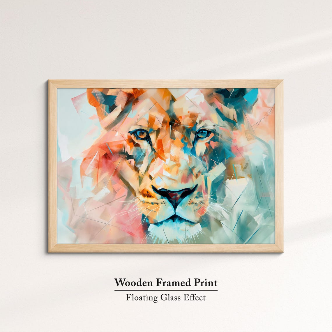 Lioness Geometric Fragmented Orange Teal Modern Abstract Art Poster - Image 6