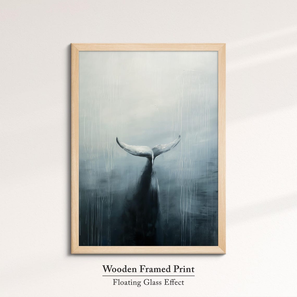 Whale Tail Diving Misty Ocean Gray Minimalist Abstract Wall Art Poster - Image 6