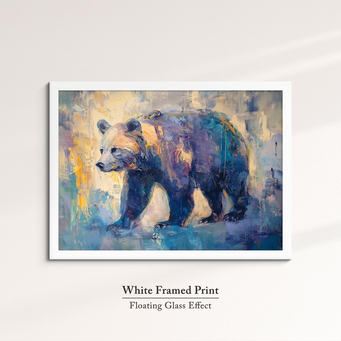Grizzly Bear Walking Colorful Abstract Oil Painting Wildlife Wall Art Poster - Image 7
