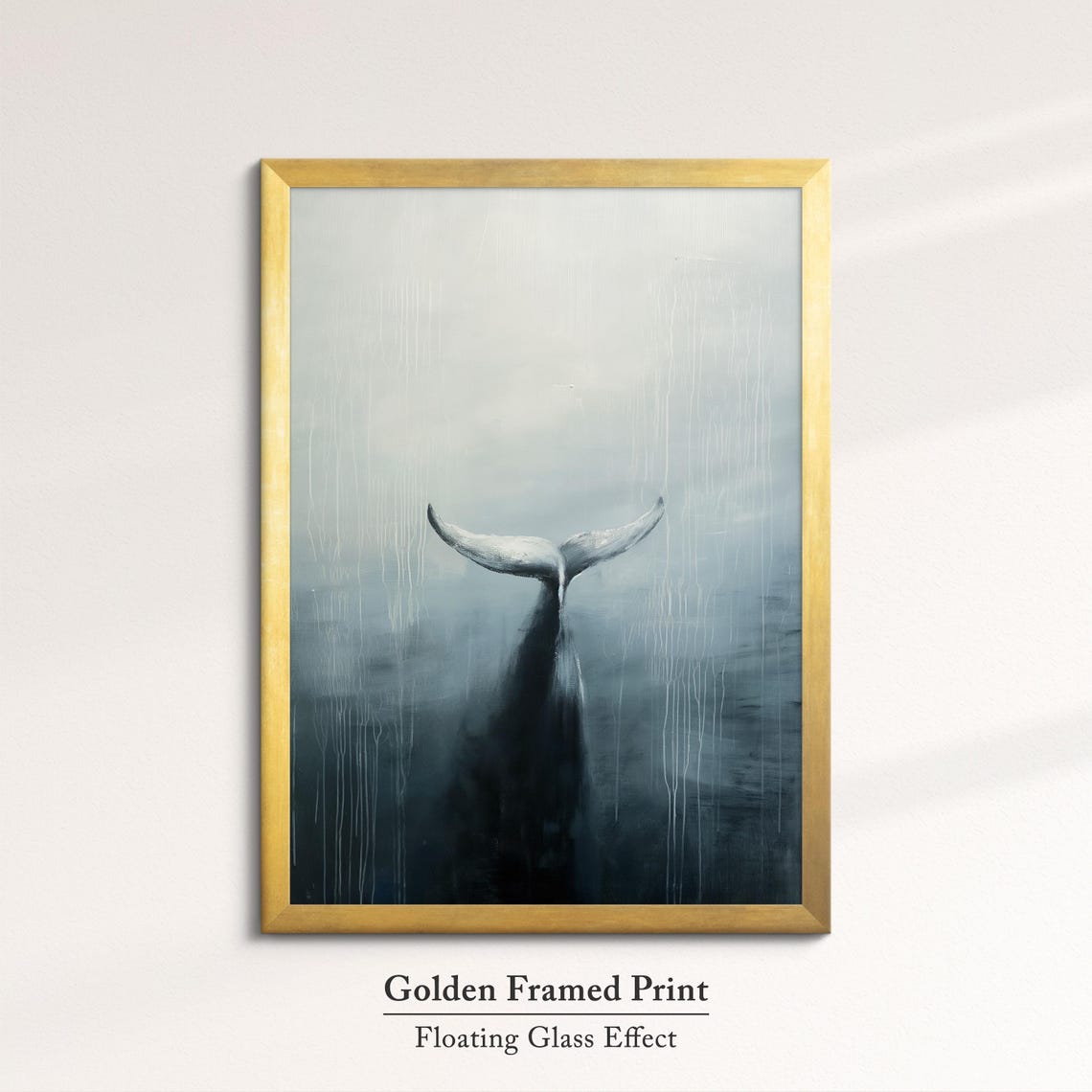 Whale Tail Diving Misty Ocean Gray Minimalist Abstract Wall Art Poster - Image 5