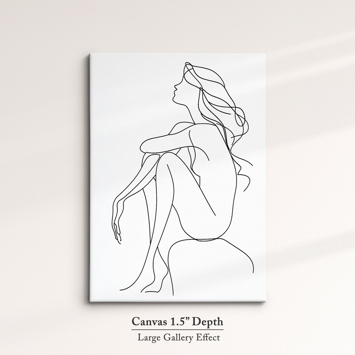 Seated Woman With Long Hair Continuous Line Art Drawing Minimalist Poster - Image 3