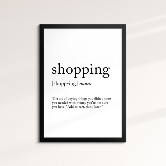 Shopping Minimalist Definition Quote Word Art Framed Print Framed Female Wall Art Lady Poster Feminine Home Decor Gifts For Her