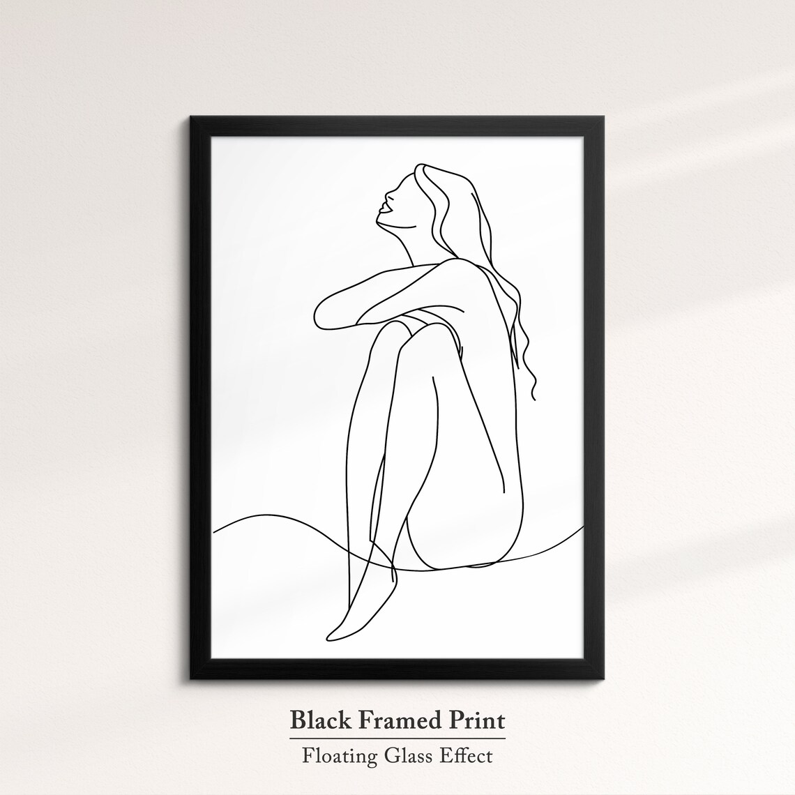 Seated Woman Looking Up Continuous Line Art Drawing Minimalist Wall Poster - Image 8